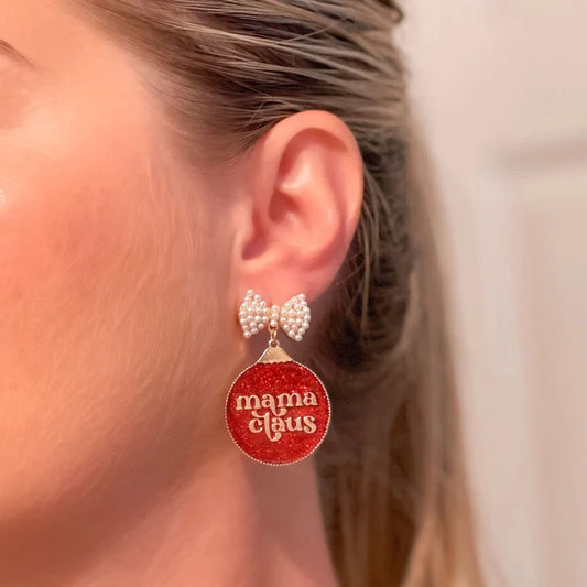 PREORDER: Mama Claus Dangle Earrings