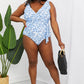 Marina West Swim Float On Ruffle Faux Wrap One-Piece in Blossom Blue