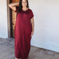Rae Mode V Neck Basic Side Slit Maxi Dress with Pocket