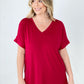 Zenana "Luxe" Rolled Sleeve Side Slit Hi-Low Hem Top