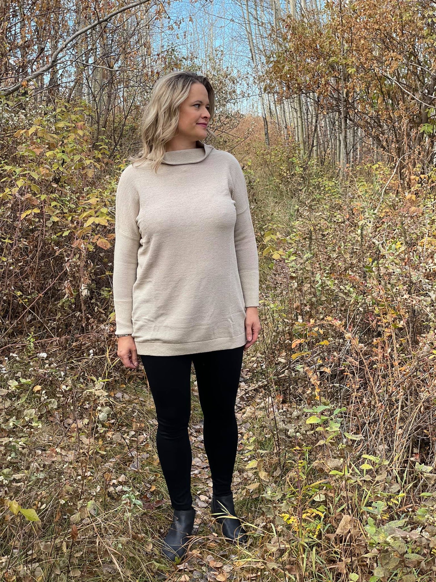 Slouchy Ribbed Tunic Sweater - Multiple Colors