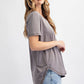 Rae Mode ECO Solid V Neck Short Sleeves Top