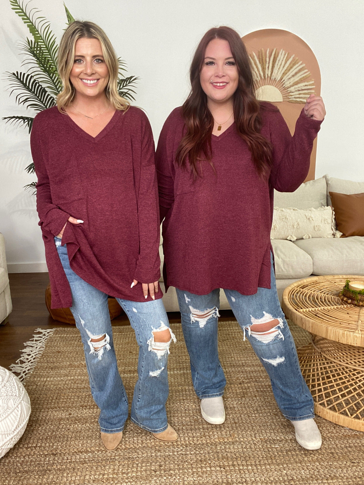 V-Neck High-Low Hem Top