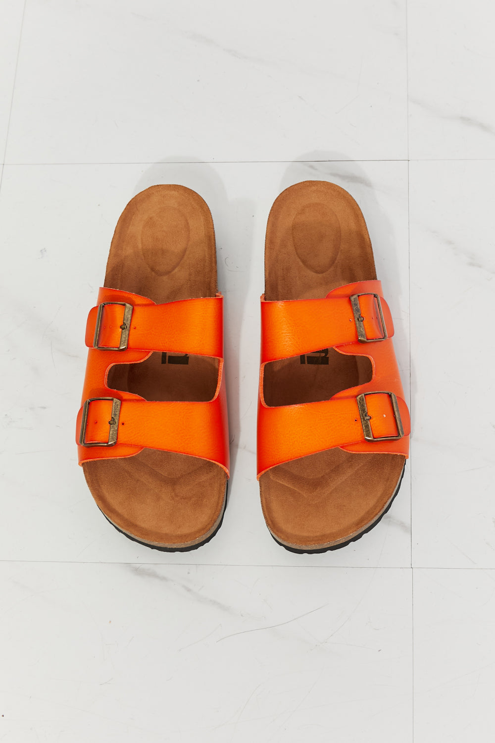 Double Buckle Sandal in Orange