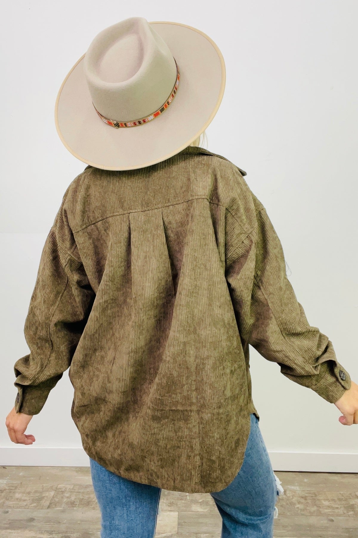 Oversized Corduroy Button Front Shacket