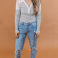 Long Sleeve Striped Bodysuit W/ Lace Trim