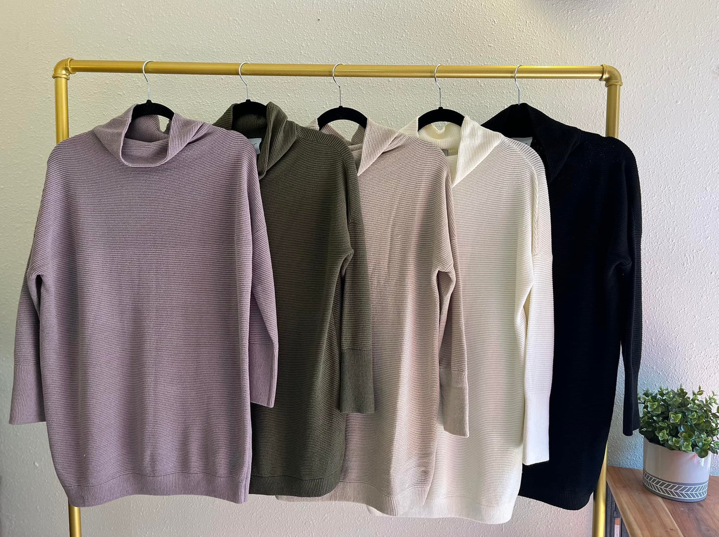 Slouchy Ribbed Tunic Sweater - Multiple Colors