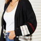 Striped Rib-Knit Drop Shoulder Open Front Cardigan