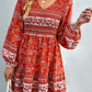 Bohemian V-Neck Balloon Sleeve Dress