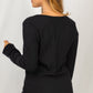 Boat Neck Long Sleeve Solid Ribbed Knit Top