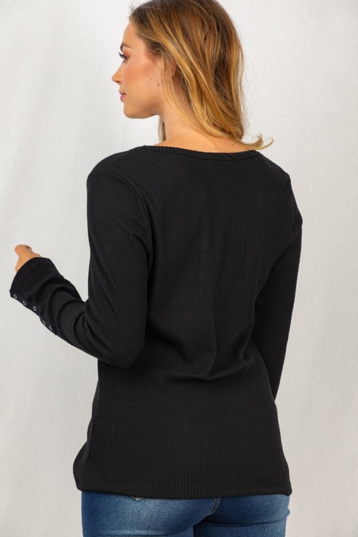 Boat Neck Long Sleeve Solid Ribbed Knit Top