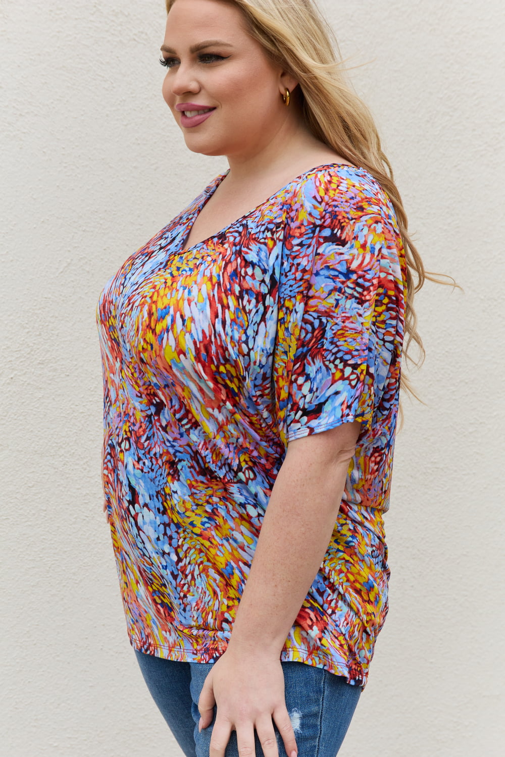Multicolored Dolman Flowy Top