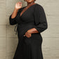 Classic Wide Ribbed Faux Wrap Dress