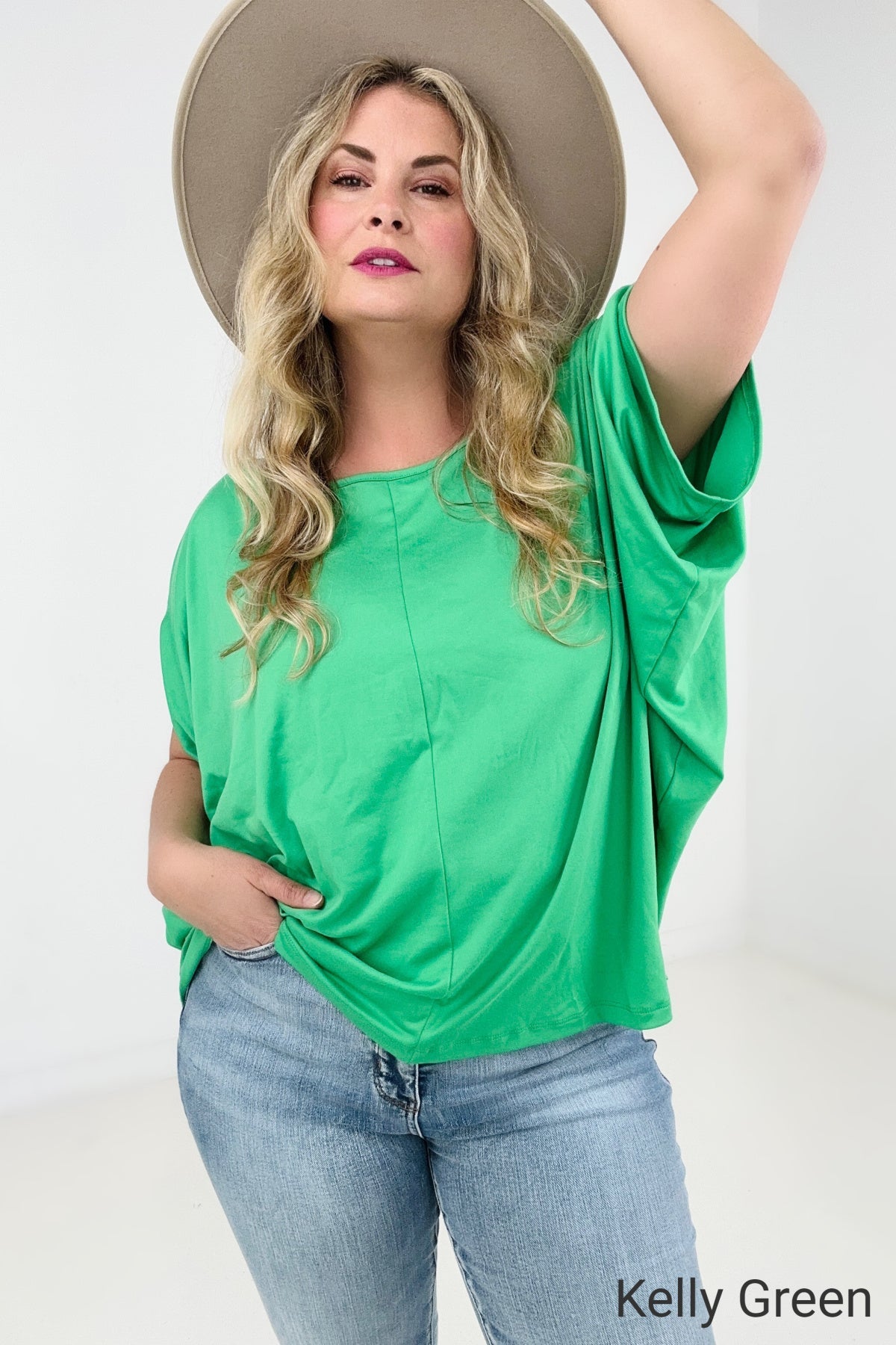 Short Sleeve Drop Shoulder Knit Top