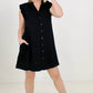 Button Down Mini Dress with Ruffle Sleeves
