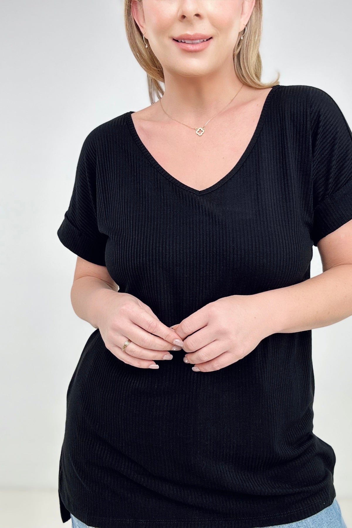 Simply Spring Ribbed V-Neck top