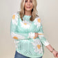 Daisy Print Crew Neck Loose Knit Top