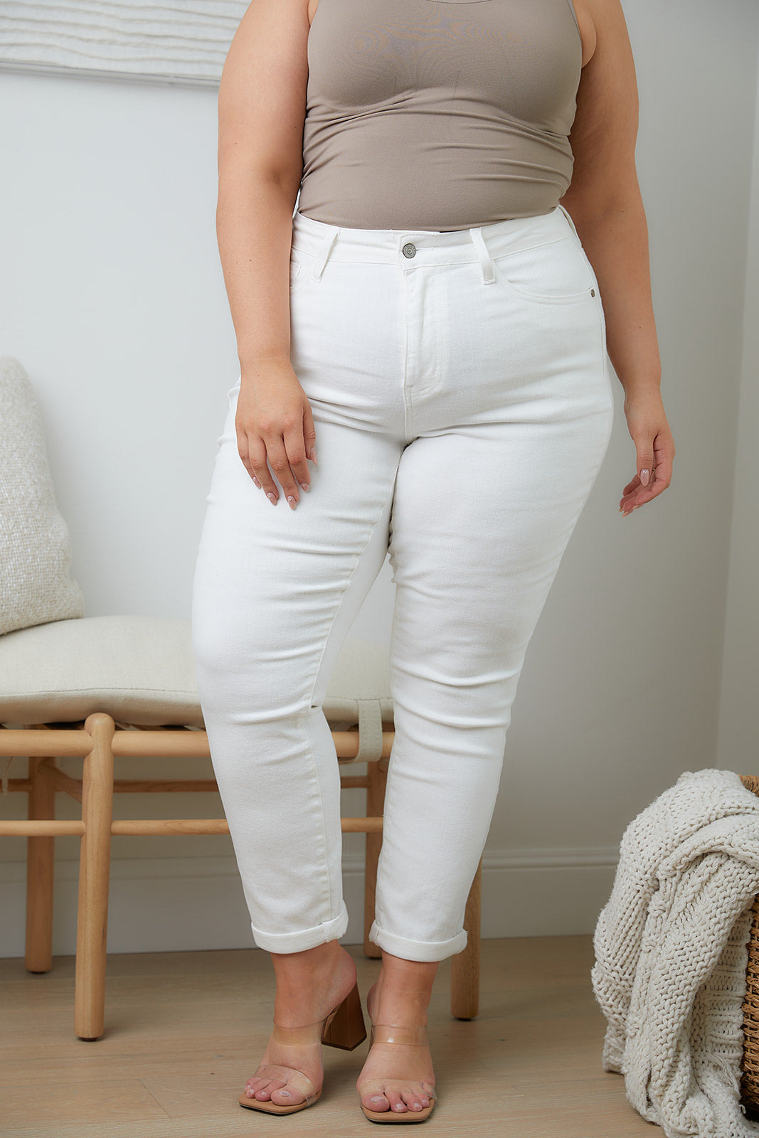 Judy Blue High Rise Creamsicle Cuffed Boyfriend Jeans
