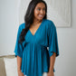 Storied Moments Draped Peplum Top in Teal