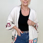 Linen Blend Patch Crochet Kimono