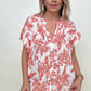 Floral Print Button Down Ruffle Sleeve Top