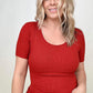 Total Brami Basic Ribbed Fitted Tee with Built In Bra