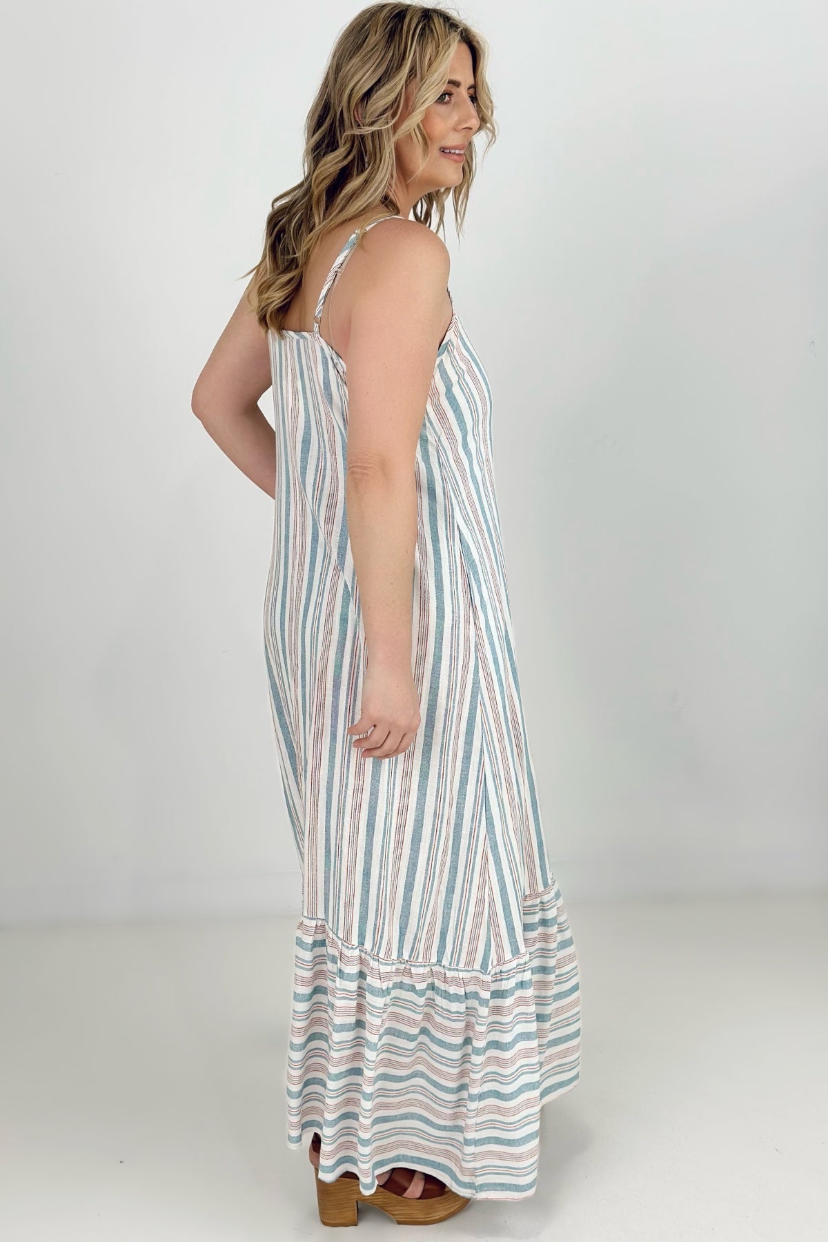 Striped Maxi Dress with Side Seam Pockets
