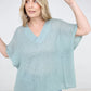 Oversized V-Neck Sheer Knit Top