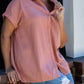 Rae Mode Solid Linen Oversize Fit Buttoned Top