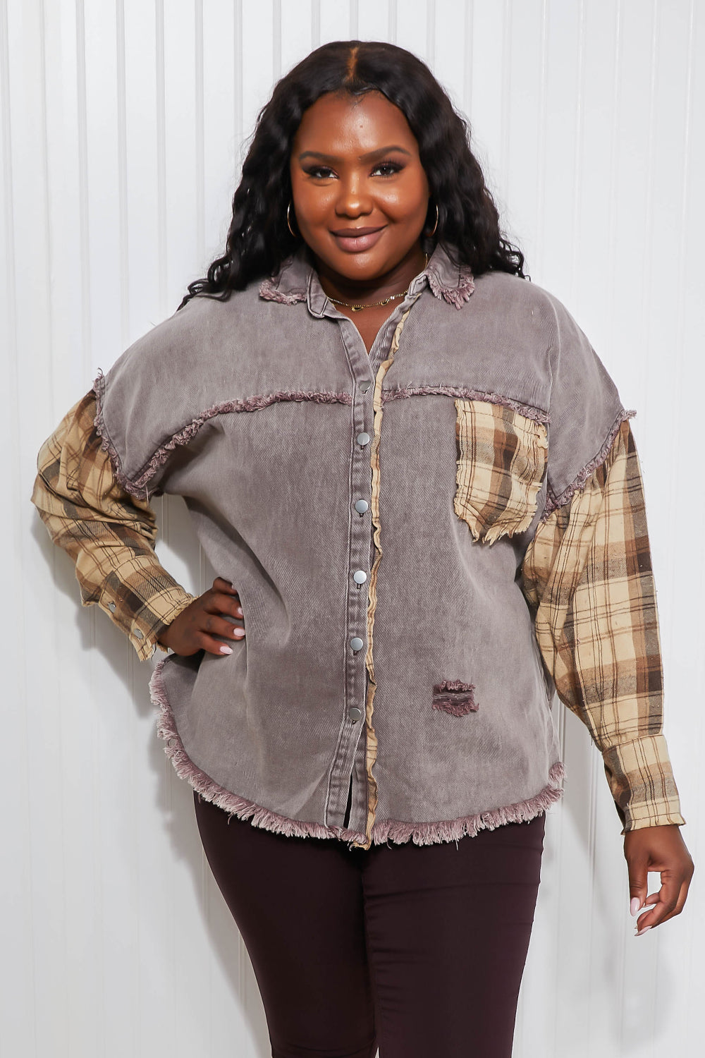 SIZE SMALL In The Twilight Plaid Shacket