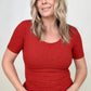 Total Brami Basic Ribbed Fitted Tee with Built In Bra