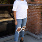 Rae Mode Washed Cotton Round Neckline Short Sleeves Top