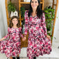 PREORDER: Matching Tiered Floral Dress in Berry
