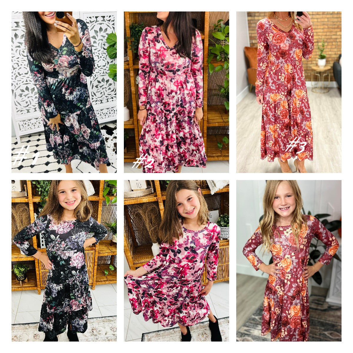 PREORDER: Matching Tiered Floral Dress in Berry