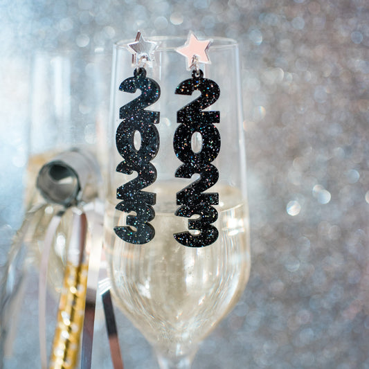 Black Rainbow Glitter 2023 Drop Dangles