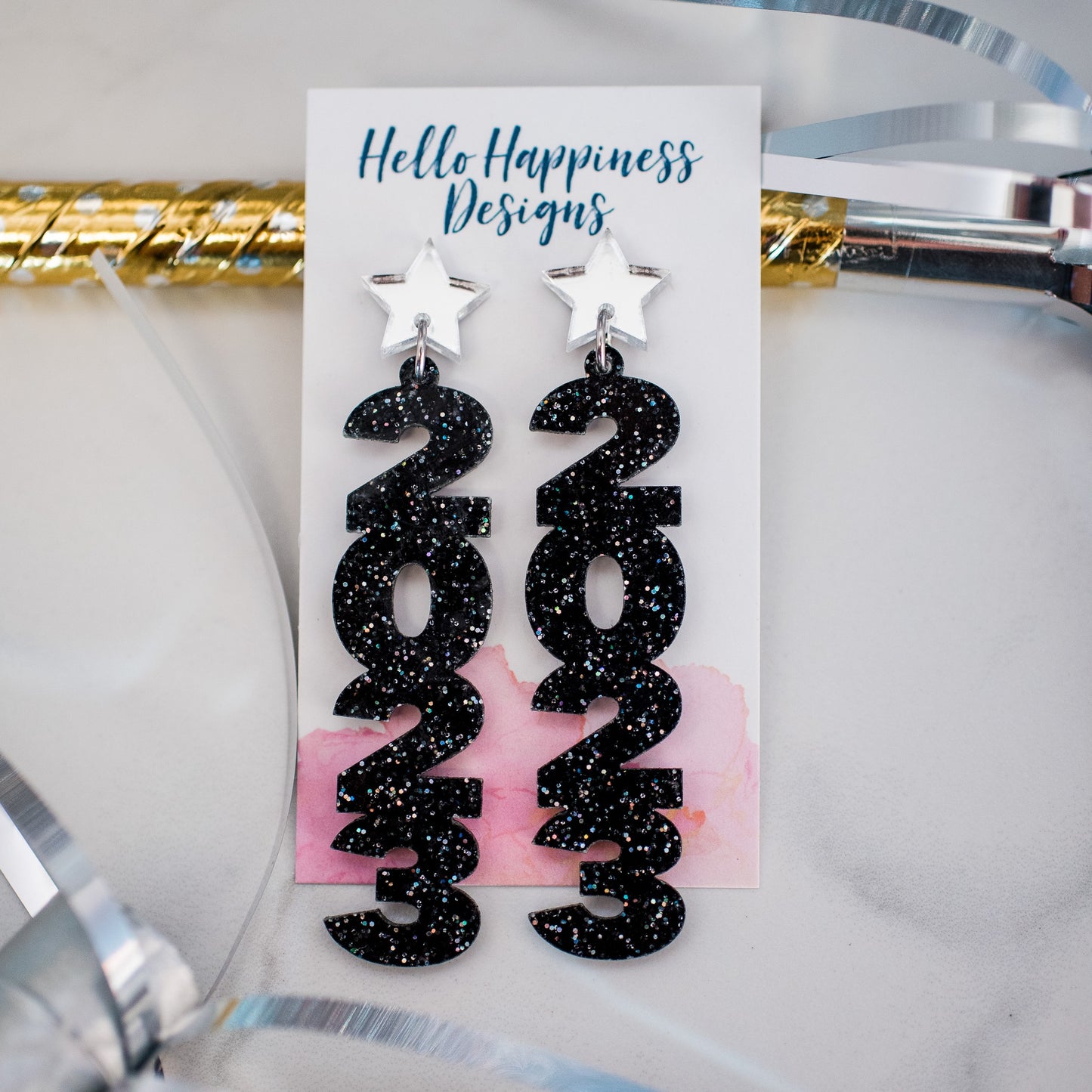 Black Rainbow Glitter 2023 Drop Dangles