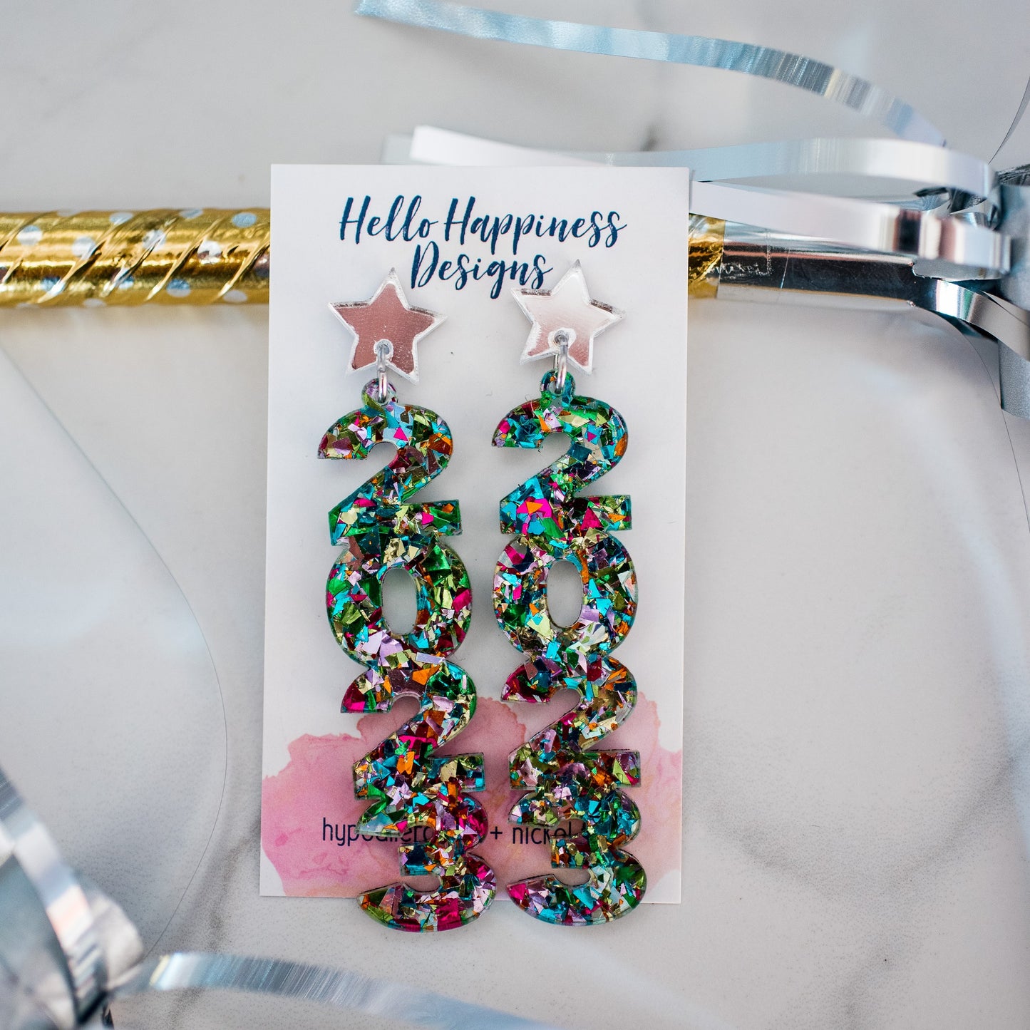 Party Confetti Chunky Glitter 2023 Drop Dangles