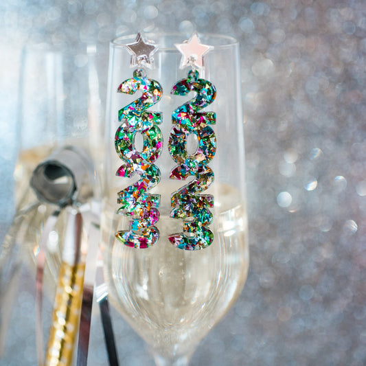 Party Confetti Chunky Glitter 2023 Drop Dangles
