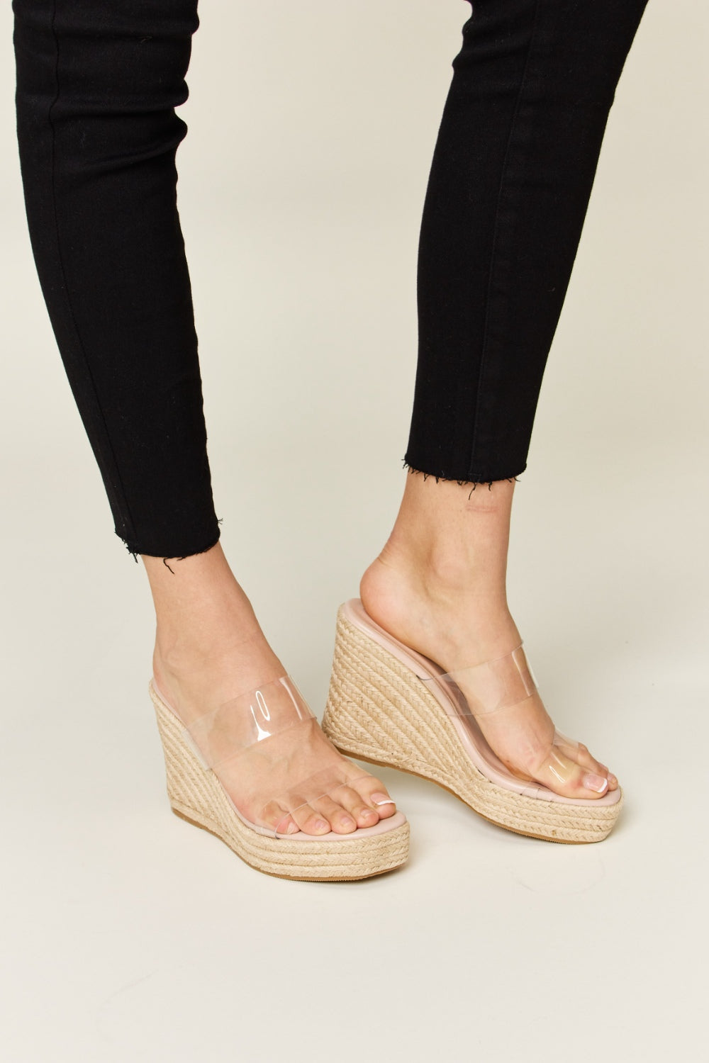 Clear Strap Espadrille Platform Wedge Sandals