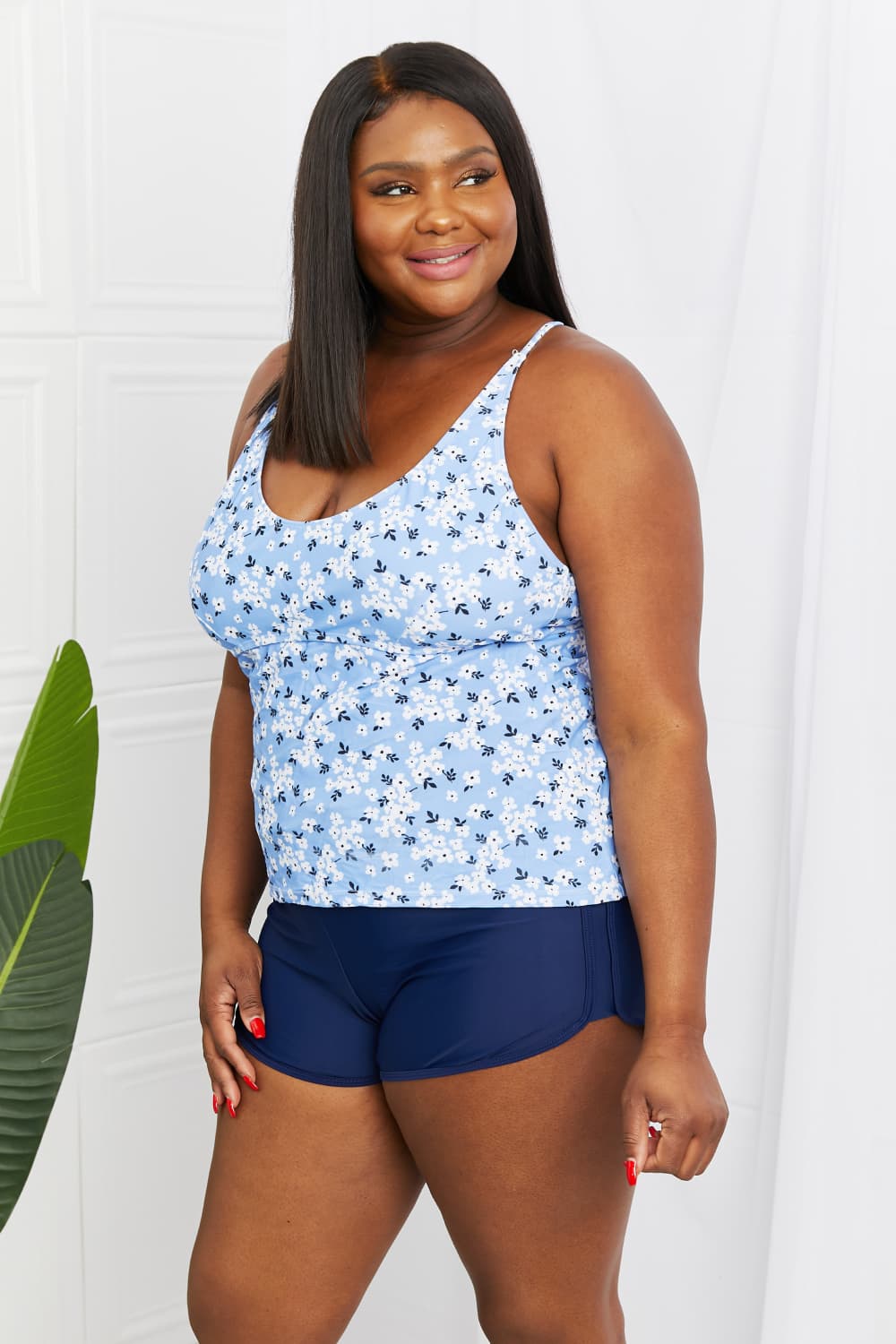 Marina West Swim By The Shore Two-Piece Swimsuit in Blossom Navy