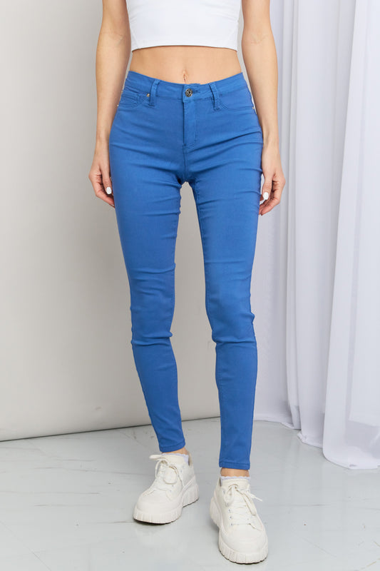 YMI Hyper-Stretch Mid-Rise Skinnies in Electric Blue