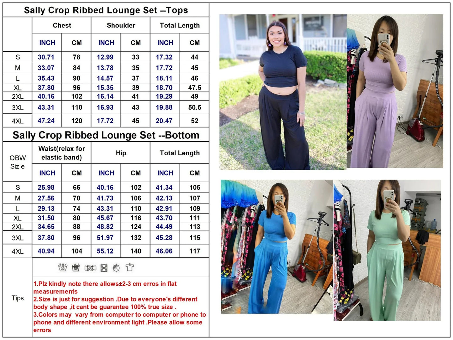 PREORDER: Full Length Cropped Lounge Set in Four Colors
