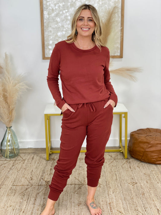 Solid Cotton Top & Jogger Set