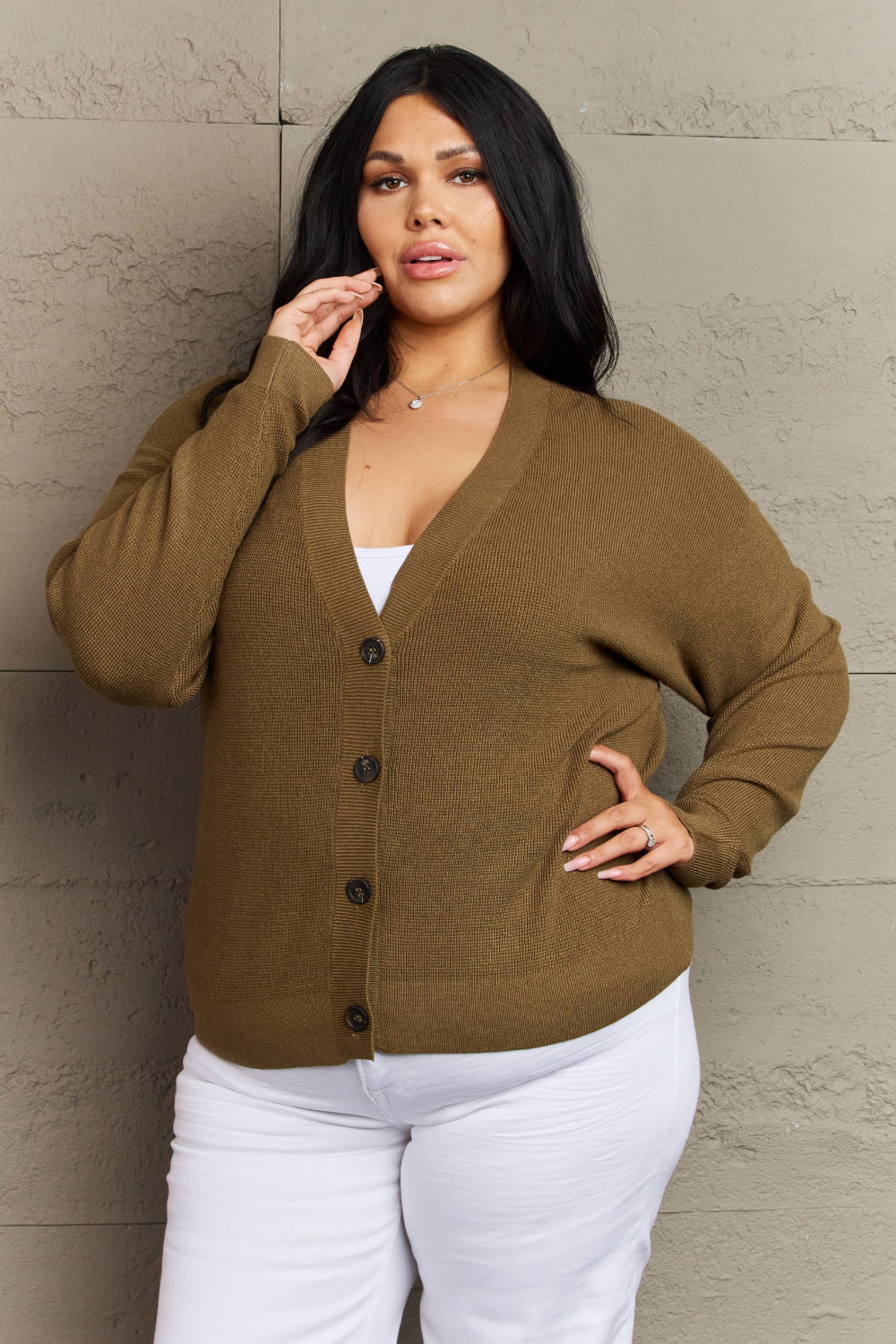 Everyday Favorite V-Neck Cardigan in Olive