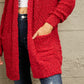 Falling For You Open Front Popcorn Cardigan in Red