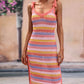 Striped Tie Shoulder Split Cover Up Dress