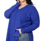 Zenana Plus Brushed Thermal Waffle V-Neck Sweater