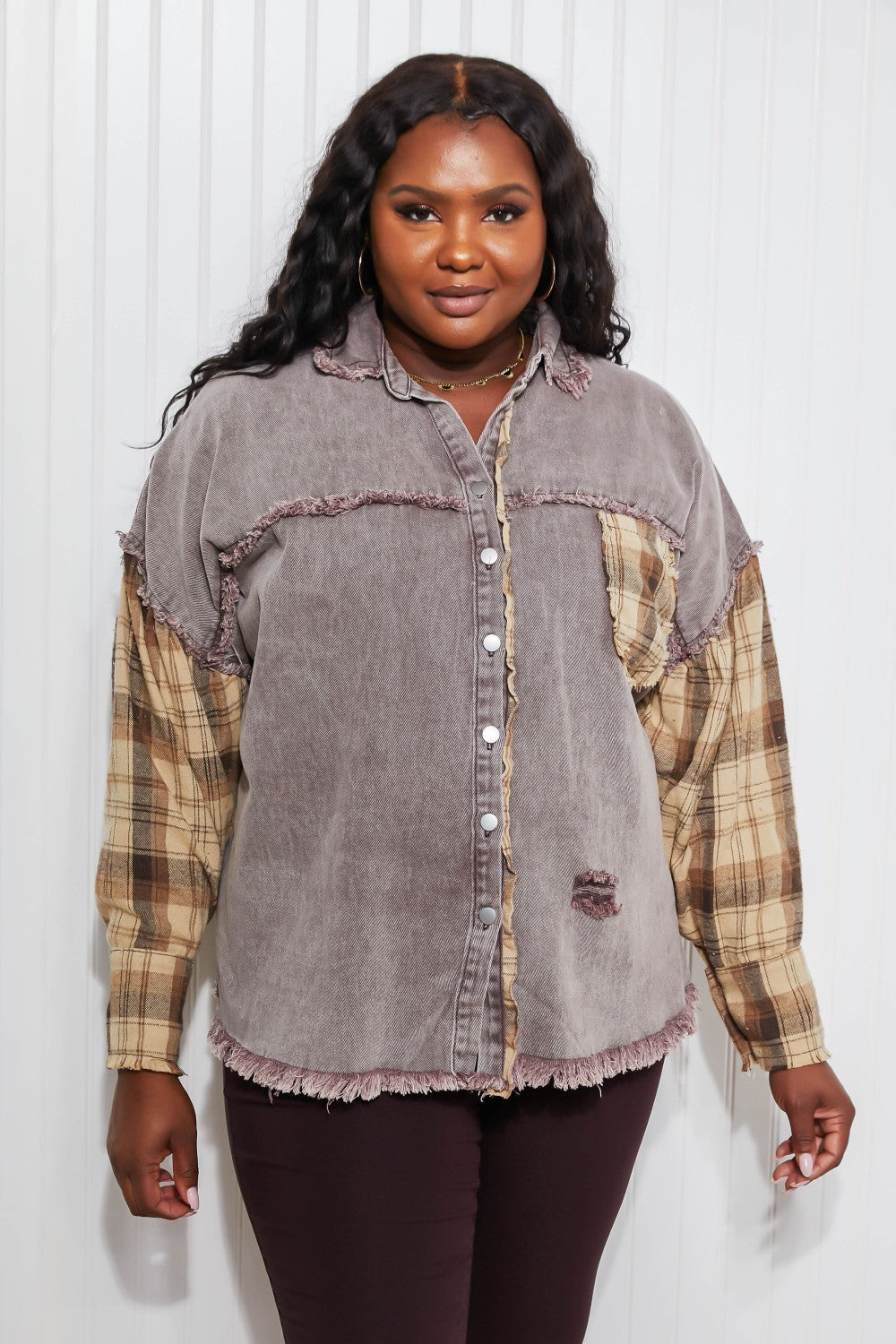 SIZE SMALL In The Twilight Plaid Shacket