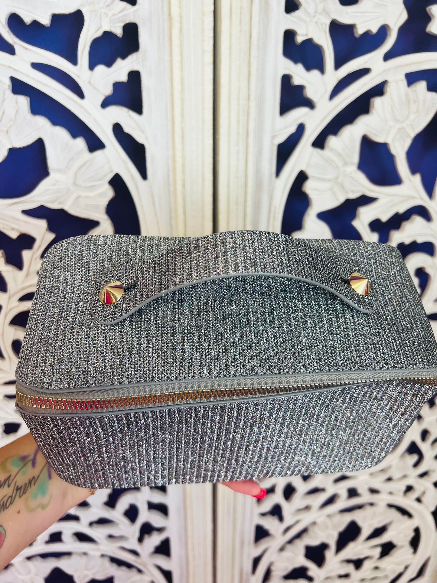 PREORDER: Shimmer Cosmetic Case in Gunmetal