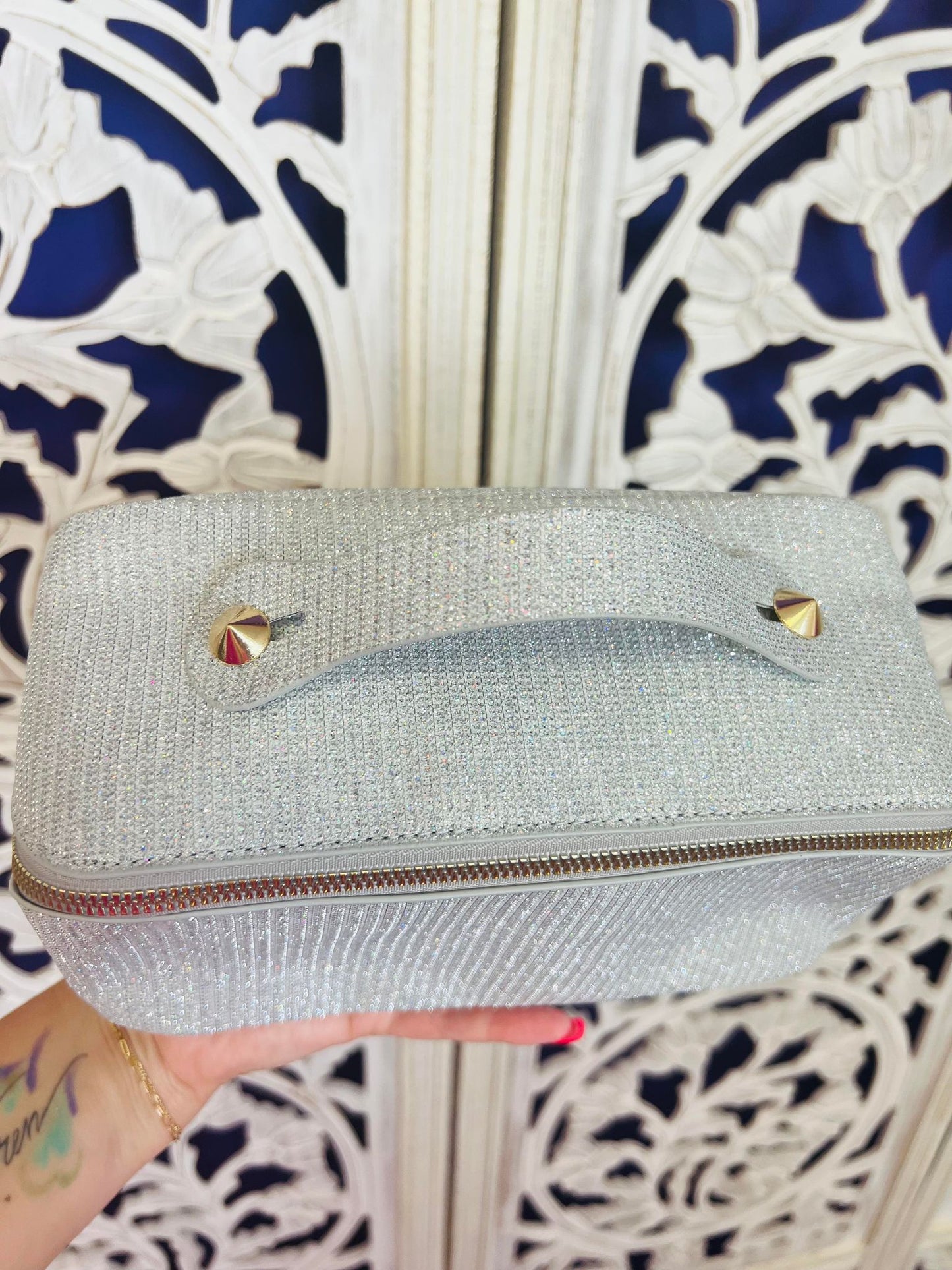 PREORDER: Shimmer Cosmetic Case in Silver